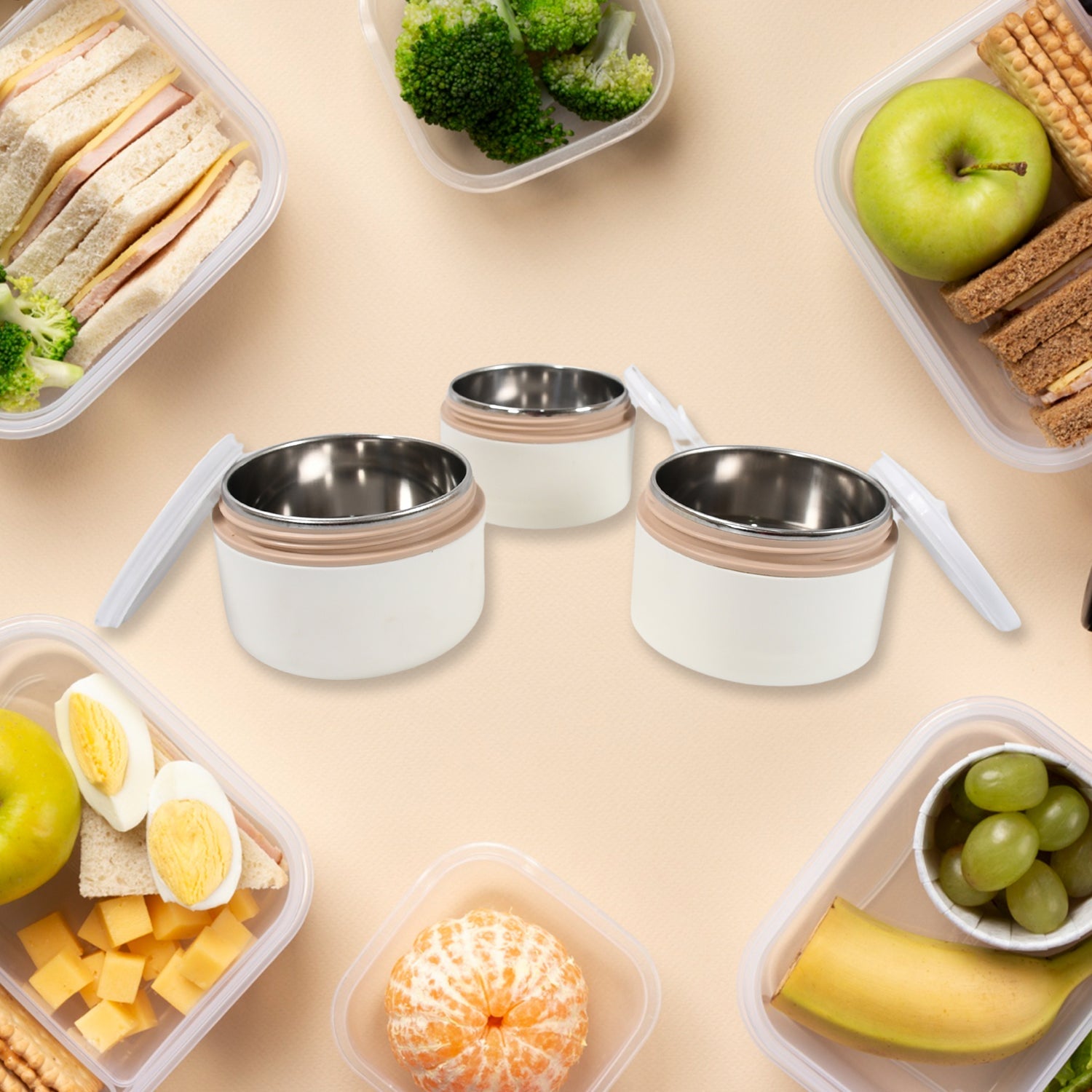 Ganesh Smart Stack 3 Layer Portable Lunch Box Stainless Steel Airtight Leak-Proof Lunch Box for Office, School, Picnic: Color May Vary (3 Layer) Ganesh Smart Stack 3 Layer Portable Lunch Box Stainless Steel Airtight Leak-Proof Lunch Box for Office, School, Picnic: Color May Vary (3 Layer)